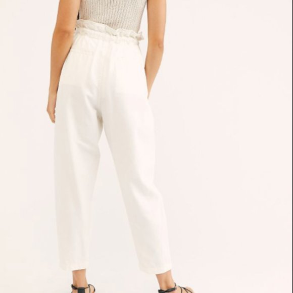 Free People Margate Pleated Trousers White Med Lg - Picture 4 of 9